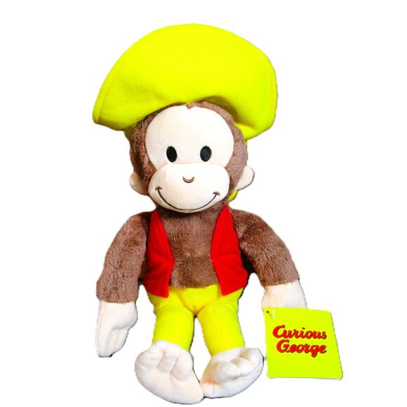 Curious George Brown Plush Toy 10 Inches Yellow Hat and Pants + Red Vest - Picture 1 of 3